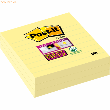 Post-it Haftnotiz Super Sticky Notes 101x101mm liniert 70 Blatt gelb V von Post-It