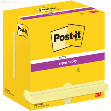 Post-it Haftnotiz Super Sticky Notes 127x76mm 90 Blatt gelb VE=12 Blöc von Post-It