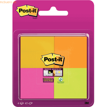 Post-it Haftnotiz Super Sticky Notes 48x48mm 45 Blatt ultragelb, ultra von Post-It