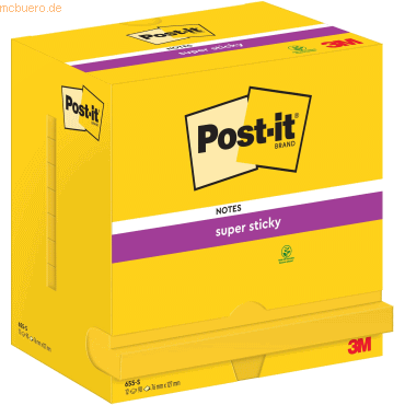 Post-it Haftnotiz Super Sticky Notes 76x127mm 74 g/qm 90 Blatt narziss von Post-It