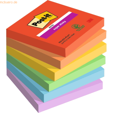 Post-it Haftnotiz Super Sticky Notes Playful Collection 76x76mm 90 Bla von Post-It