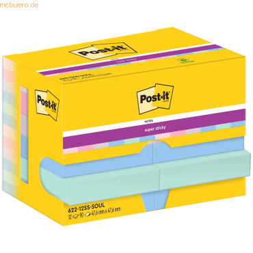 Post-it Haftnotiz Super Sticky Notes Soulful Collection 47,6x47,6mm 90 von Post-It