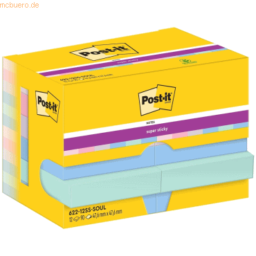 Post-it Haftnotiz Super Sticky Notes Soulful Collection 47,6x47,6mm 90 von Post-It