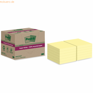 Post-it Haftnotiz Super Sticky Recycling Notes 76x76mm 70 Blatt gelb V von Post-It