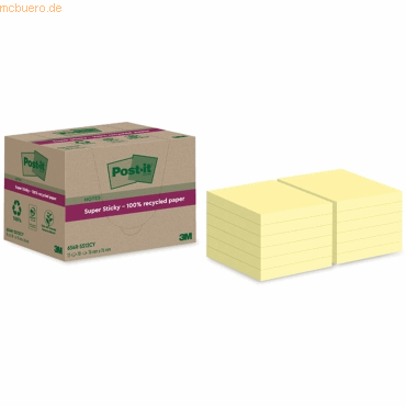 Post-it Haftnotiz Super Sticky Recycling Notes 76x76mm 70 Blatt gelb V von Post-It