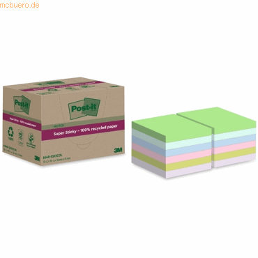 Post-it Haftnotiz Super Sticky Recycling Notes 76x76mm 70 Blatt sortie von Post-It