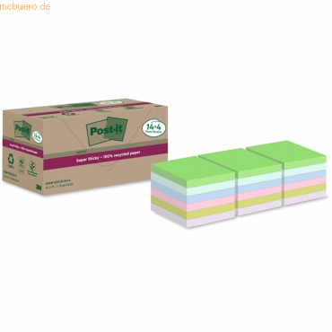 Post-it Haftnotiz Super Sticky Recycling Notes 76x76mm 70 Blatt sortie von Post-It