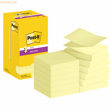 Post-it Haftnotiz Super Sticky Z-Notes, kanariengelb, 12x90 Blatt von Post-It