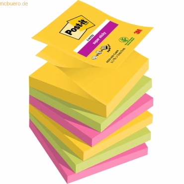 Post-it Haftnotiz Super Sticky Z-Notes Carnival Collection 76x76mm 90 von Post-It