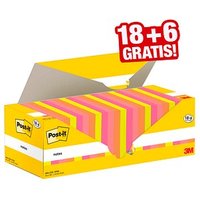 18 + 6 GRATIS: Post-it® Haftnotizen farbsortiert, 18 Blöcke + GRATIS 6 Blöcke von Post-it®