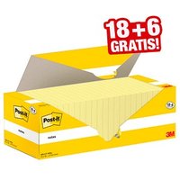 18 + 6 GRATIS: Post-it® Haftnotizen gelb, 18 Blöcke + GRATIS 6 Blöcke von Post-it®