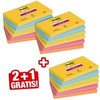 2 + 1 GRATIS: Post-it® Super Sticky Carnival Haftnotizen extrastark farbsortiert 2x 6 Blöcke + GRATIS 1x 6 Blöcke von Post-it®