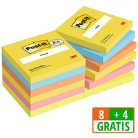 8 + 4 GRATIS: Post-it® Energetic Haftnotizen Standard farbsortiert 8 Blöcke + GRATIS 4 Blöcke von Post-it®