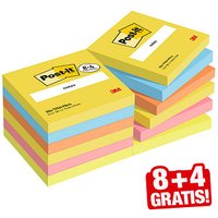 8 + 4 GRATIS: Post-it® Energetic Haftnotizen Standard farbsortiert 8 Blöcke + GRATIS 4 Blöcke von Post-it®