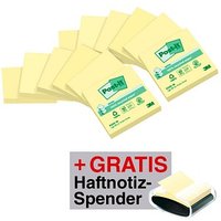 AKTION: Post-it® Recycling Z-Notes Haftnotizen gelb, 12 Blöcke + GRATIS Spender von Post-it®