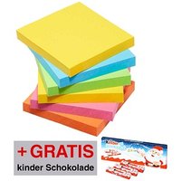 AKTION: Post-it® Super Sticky Carnival Haftnotizen extrastark farbsortiert, 6 Blöcke + GRATIS kinder Schokolade 12 St./ 150,0 g von Post-it®