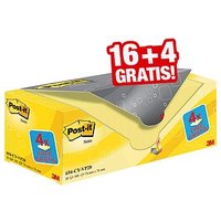 16 + 4 GRATIS: Post-it® Notes Haftnotizen Standard gelb 16 Blöcke + GRATIS 4 Blöcke von Post-it®