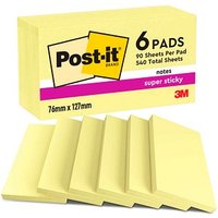 Post-it® Super Sticky Notes Haftnotizen doppelte Haftung gelb, 6 Blöcke von Post-it®