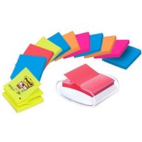 AKTION: Post-it® Super Sticky Z-Notes Bora Bora + Bangkok-Collection Haftnotizen-Set extrastark farbsortiert 12 Blöcke + GRATIS Spender von Post-it®