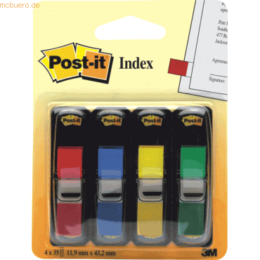 Post-it Index Haftstreifen Index Mini 4x35 Streifen Set mit rot blau g von Post-it Index