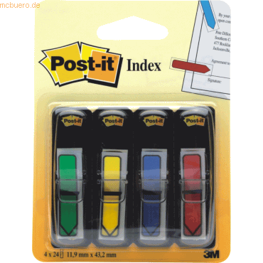 Post-it Index Haftstreifen Index Pfeile je 24 rot blau gelb grün von Post-it Index