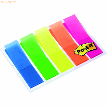 Post-it Index Index transparent Film 11,9x43,2mm 5 Farben VE=100 Strei von Post-it Index