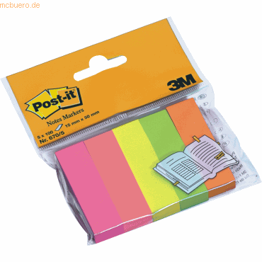 Post-it Notes Markers Haftnotizen Page Markers sortiert 15x50mm 5x100 von Post-it Notes Markers