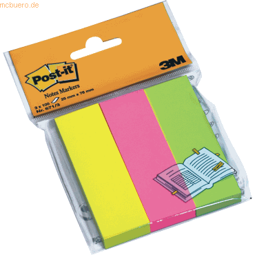 Post-it Notes Markers Haftnotizen Page Markers sortiert 25x76mm 3x100 von Post-it Notes Markers