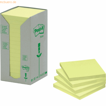 Post-it Notes Haftnotizen 76x76mm gelb VE=16 Stück im Spenderkarton von Post-it Notes