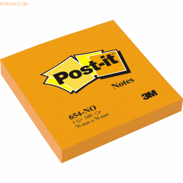 Post-it Notes Haftnotizen 76x76mm neonorange 100 Blatt von Post-it Notes