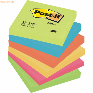 Post-it Notes Haftnotizen Notes 76x76mm 6 Farben Rainbow VE=6x100 Blat von Post-it Notes