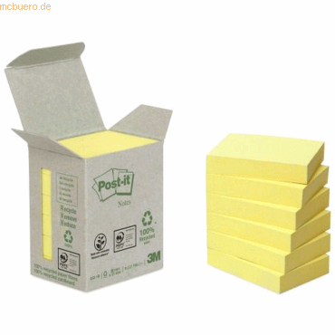 Post-it Notes Haftnotizen Recycling 38x51mm gelb VE=6x100 Blatt von Post-it Notes