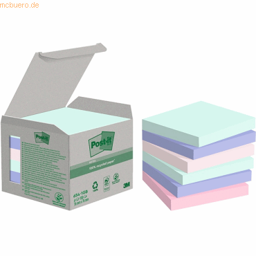Post-it Haftnotiz Recycling Notes 76x76mm 100 Blatt mint, hellblau, ro Post-it Haftnotiz Recycling Notes 76x76mm 100 Blatt mint, hellblau, ro von Post-It
