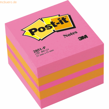 Post-it Notes Haftnotizwürfel 51x51mm VE=400 Blatt pink von Post-it Notes