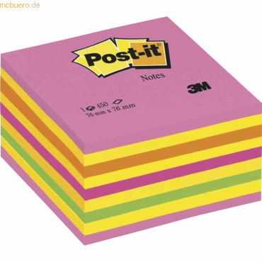 Post-it Notes Haftnotizwürfel 76x76mm neonpink von Post-it Notes