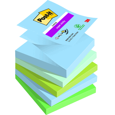 Post-it Haftnotizblock Super Sticky Z-Notes Oasis Collection - 76 x 76 von Post-It