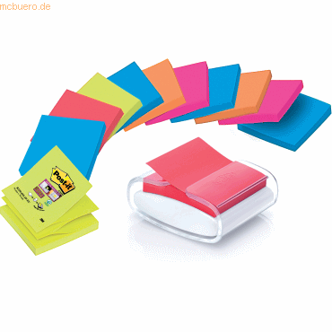 Post-it Z-Notes Haftnotizen Super Sticky Z-Notes 76x76mm 12x90 Blatt + von Post-it Z-Notes