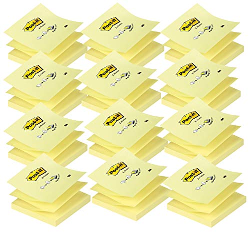 12 Blöcke Post-it Z-Notes Haftnotizen / 7,6 x 7,6 cm / gelb / 12 x 100 Blatt von Post-it