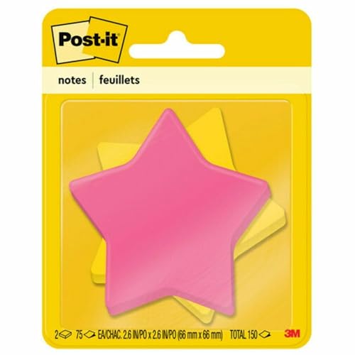 3M 7350SSSTR Notizblöcke, Stern, 7,6 x 7,6 cm, 75 Blatt, 2 Stück, YW von Post-it