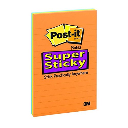 3M Post-it 4645-3SSAN Super Sticky Not, Neon Orange, Grün, Blau, 102x152mm, 45 Blattx3 Farben von Post-it