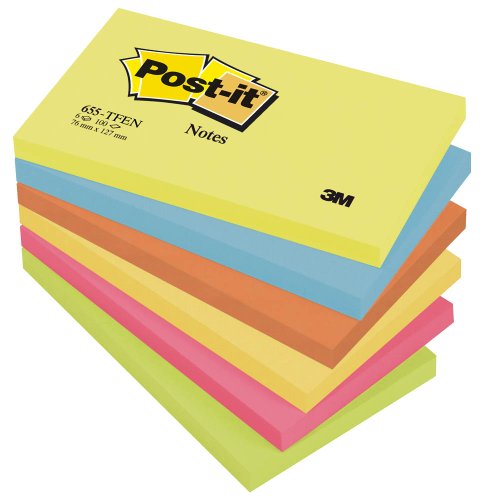 6 Blöcke Post-it Haftnotizen Active Collection / 12,7 x 7,6 cm / farbsortiert / 6 x 100 Blatt von Post-it
