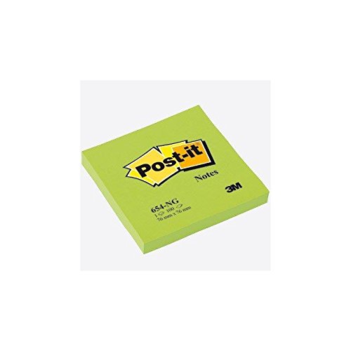 POST-IT Haftnotizblock, 76 x 76 mm, 100 F, Neongrün, 12 Stück von Post-it