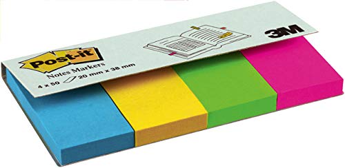 Post-it® Haftnotiz Page Marker, ultra, 20 x 38 mm, blau/gelb/grün/pink, 50 Blatt (4 Blocks), Sie erhalten 1 Packung á 4 Blöcke von Post-it