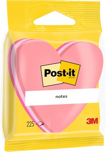 Post-it 2007H Haftnotiz Würfel Stanzformen, 70 x 70 mm, Herz, dreifarbig, 225 Blatt -weiteren Formen verfügbar von Post-it