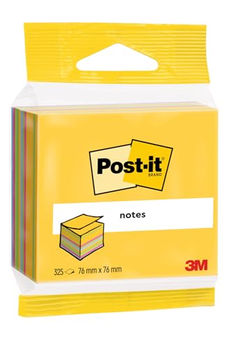 Post-it 2014UC Haftnotiz Würfel, 76 x 76 mm, 325 Blatt, ultragelb/-pink/-grün/-hellblau - in weiteren Farben verfügbar von Post-it