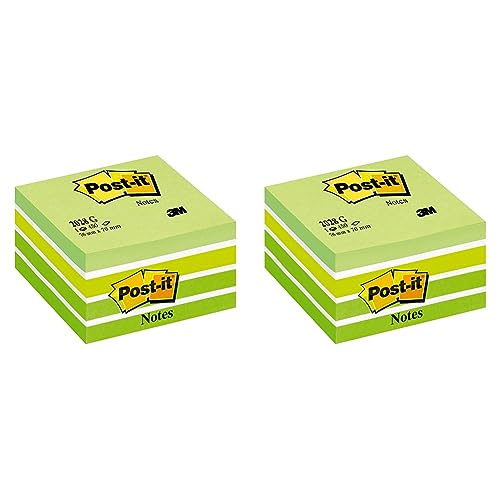 Post-it 2028G Haftnotiz Würfel (70 g/qm, 76 x 76 mm) 450 Blatt pastellgrün (Packung mit 2) von Post-it