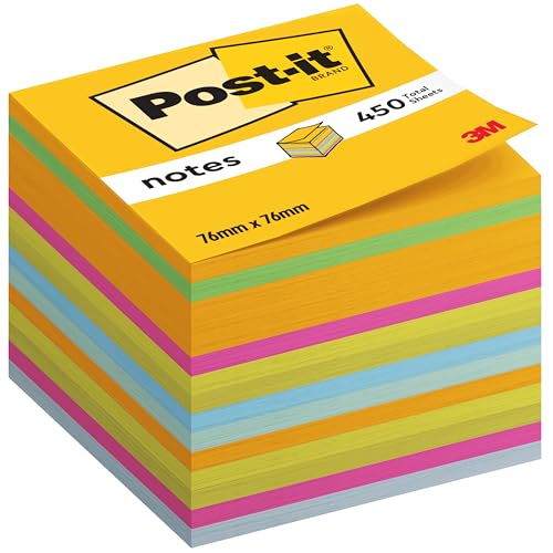 Post-it Notes Würfel, Ultra-Farben, 450 Blatt, 76 mm x 76 mm - Selbstklebende Notizzettel zum Notieren, für To-Do-Listen und als Erinnerung Post-it Notes Würfel, Ultra-Farben, 450 Blatt, 76 mm x 76 mm - Selbstklebende Notizzettel zum Notieren, für To-Do-Listen und als Erinnerung von Post-it