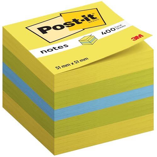 Post-it 2051-L Haftnotizwürfel Mini (51 x 51 mm) 400 Blatt zitronengelb limonengrün blau von Post-it