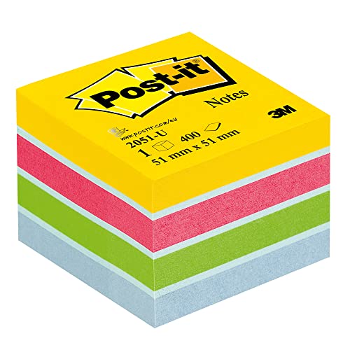 Post-it Mini Würfel, Ultrafarben, 51 x 51 mm, 400 Blatt - Selbstklebende Notizzettel für Notizen, To-Do-Listen und Erinnerungen von Post-it