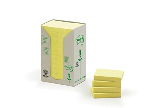 Post-it Recycling Notes, Gelb, 38x 51mm, 24 Blöcke à 100 Blatt von Post-it